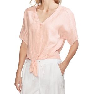 Vince Camuto Linen Tie Hem Button Down Shirt
